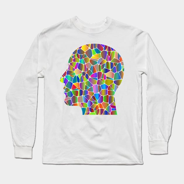 Prismatic coloured head of a man Long Sleeve T-Shirt by Montanescu